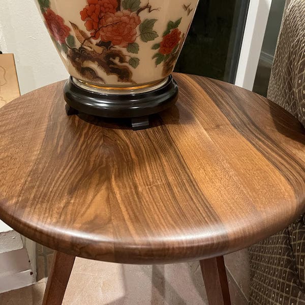 Customer photo review of Sidney Round Coffee Table - Solid Walnut Wood - Mid Century Modern Design