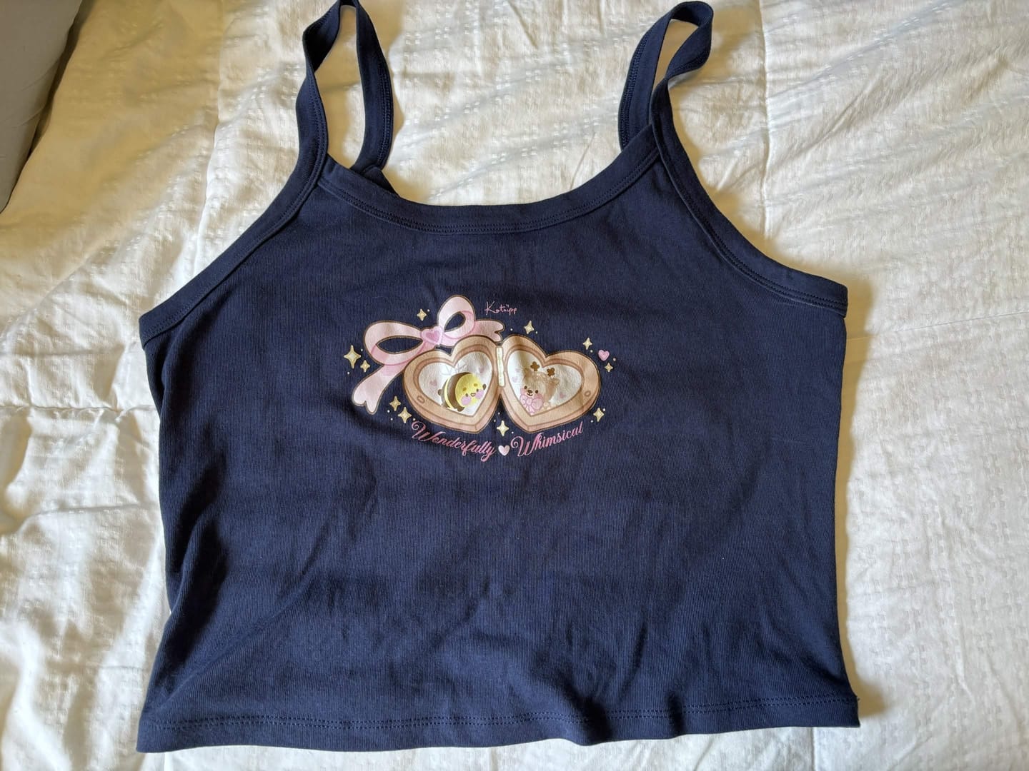 Customer photo review of Cinnamon & Bumblebutt Wonderfully Whimsical Vest Top | Y2K Kawaii Coquette Tank