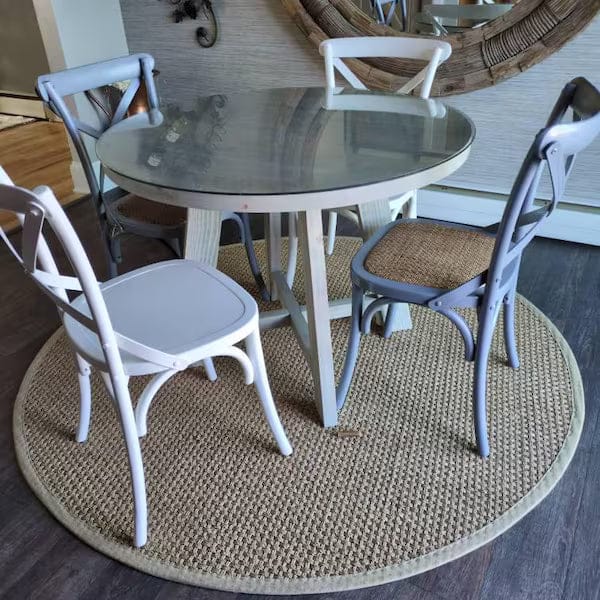 Customer photo review of Amber Round Farmhouse Dining Table | Solid Wood Design