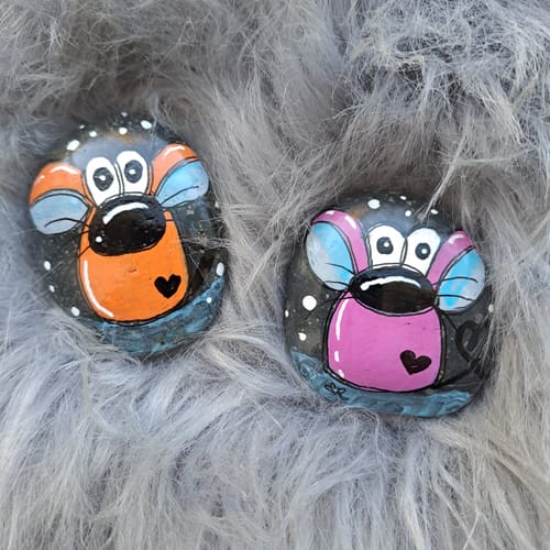 Customer photo review of 15/20 Stuks Grijze Schilderstenen 3-5 cm 1,5 KG Happy Stones + QR Codes voor de App