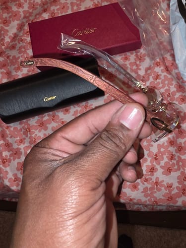 Customer photo review of Rimless Sunglasses Wood style