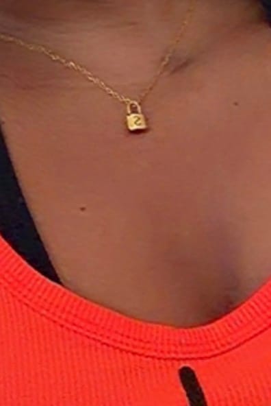 Customer photo review of Ellie® Initial Love Lock 18k Gold Necklace
