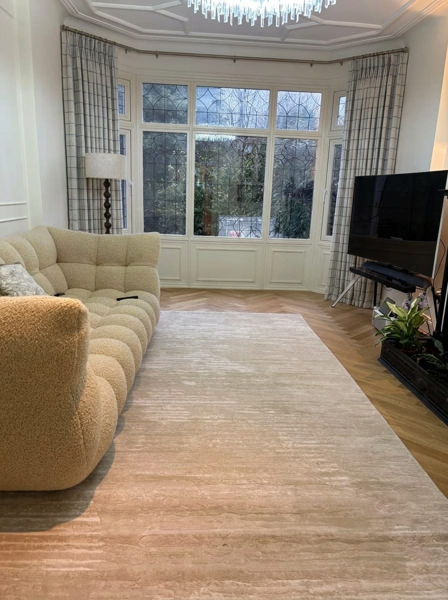 Customer photo review of Brooke Plaid Linen Blend Pinch Pleated Curtains