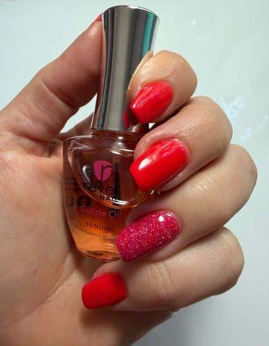 Customer photo review of D768 Gasp Pink Glitter Dip Powder