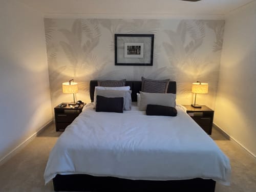 Luxe Tropical in Sand Wallpaper in a customer's home - verified photo review