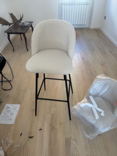 Customer photo review of NILSSON - Lot de 2 tabourets de bar en métal et bouclettes blanches