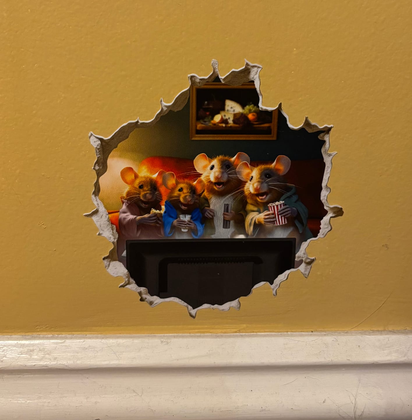 Customer photo review of Flower Mouse Hole Decal