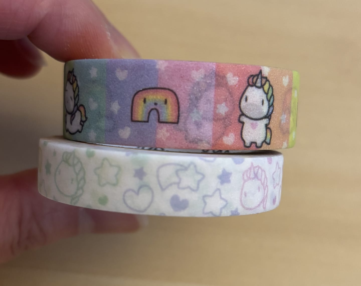 Customer photo review of Rainbow Unicorns Washi Tape (Set of 2)