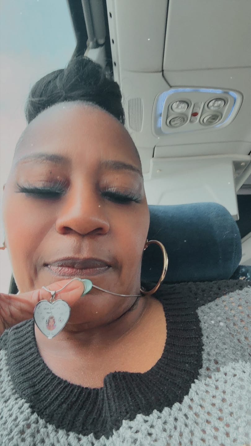 Customer photo review of Custom Photo Memorial Necklace/Keychain "I Will Carry You With Me” - N001