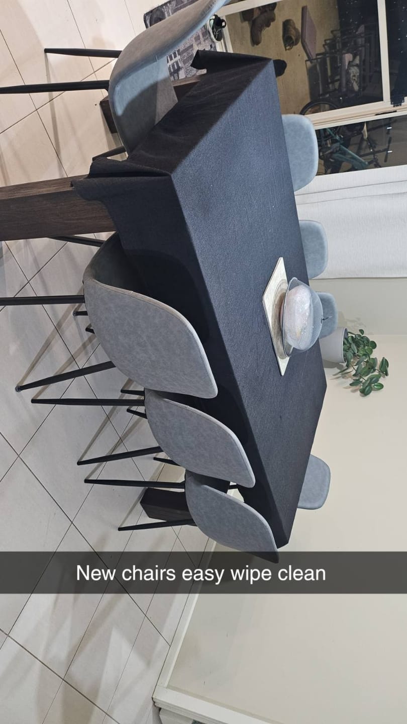 Customer photo review of Grey Leather Dining Chairs