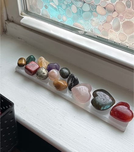Customer photo review of 8” Selenite (Satin Spar) Charging Plate- Perfectly Imperfect
