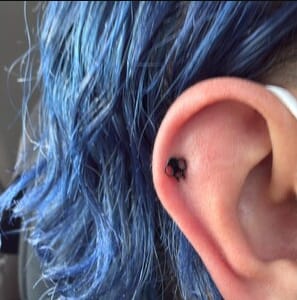 Customer photo review of Cat Skull Silhouette Nose Stud + Earring