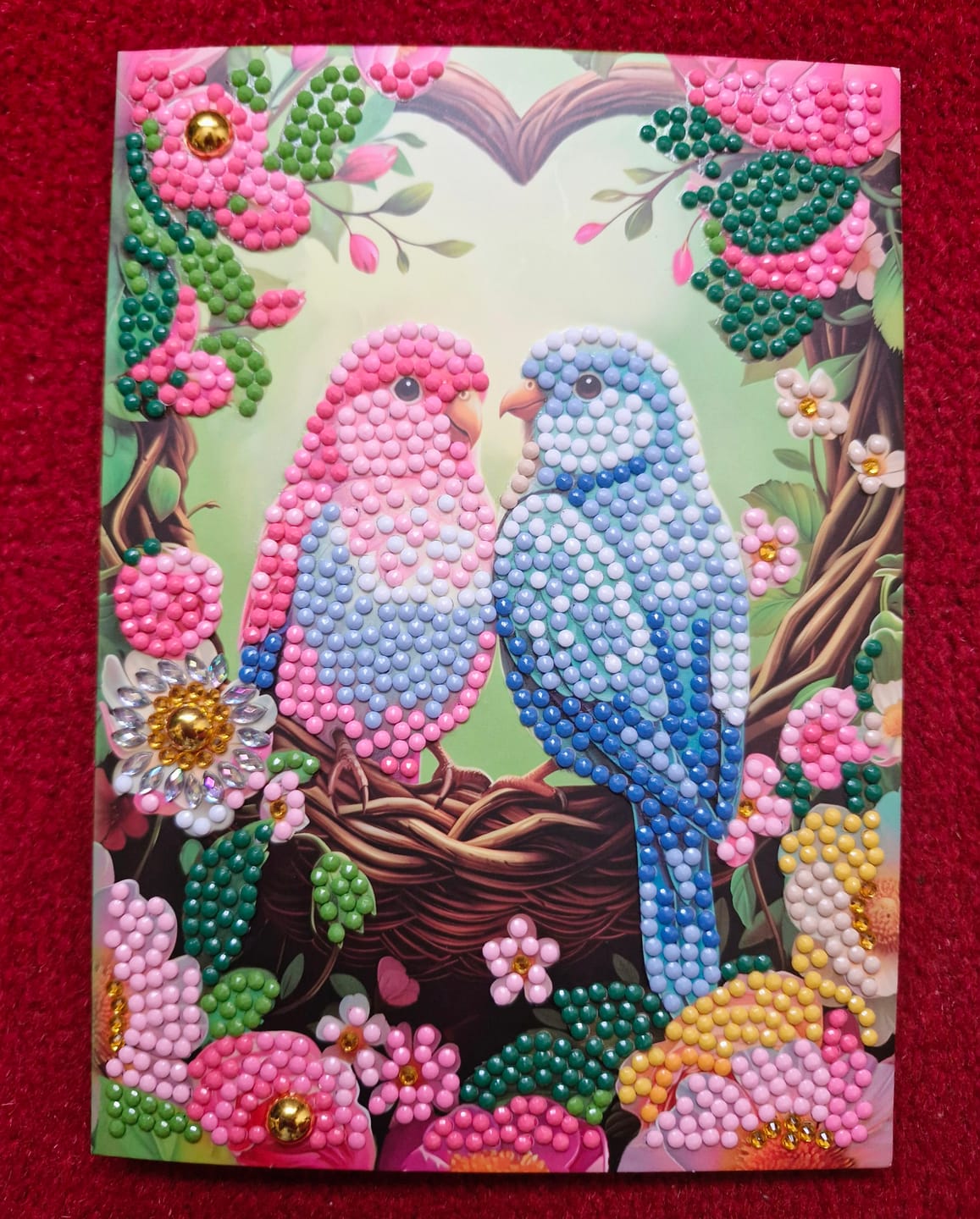 Customer photo review of Floral Birds Crystal Art Card Kit 12.6cm x 17.5cm