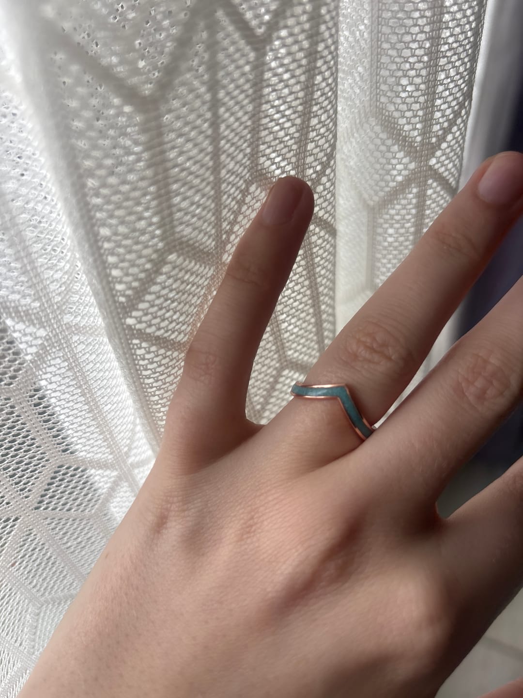 Customer photo review of Wonder Woman - Rose gold Crushed Turquoise Womens Ring