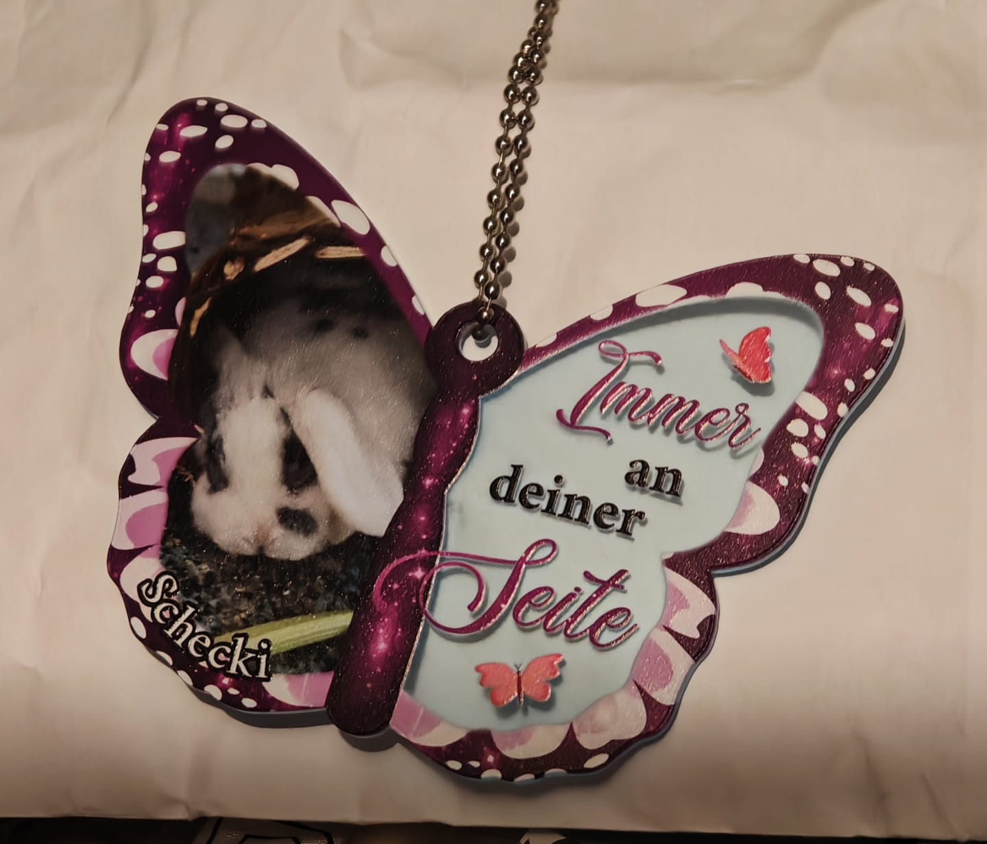 Customer photo review of Personalisierter Rückspiegel Anhänger - Schutzengel