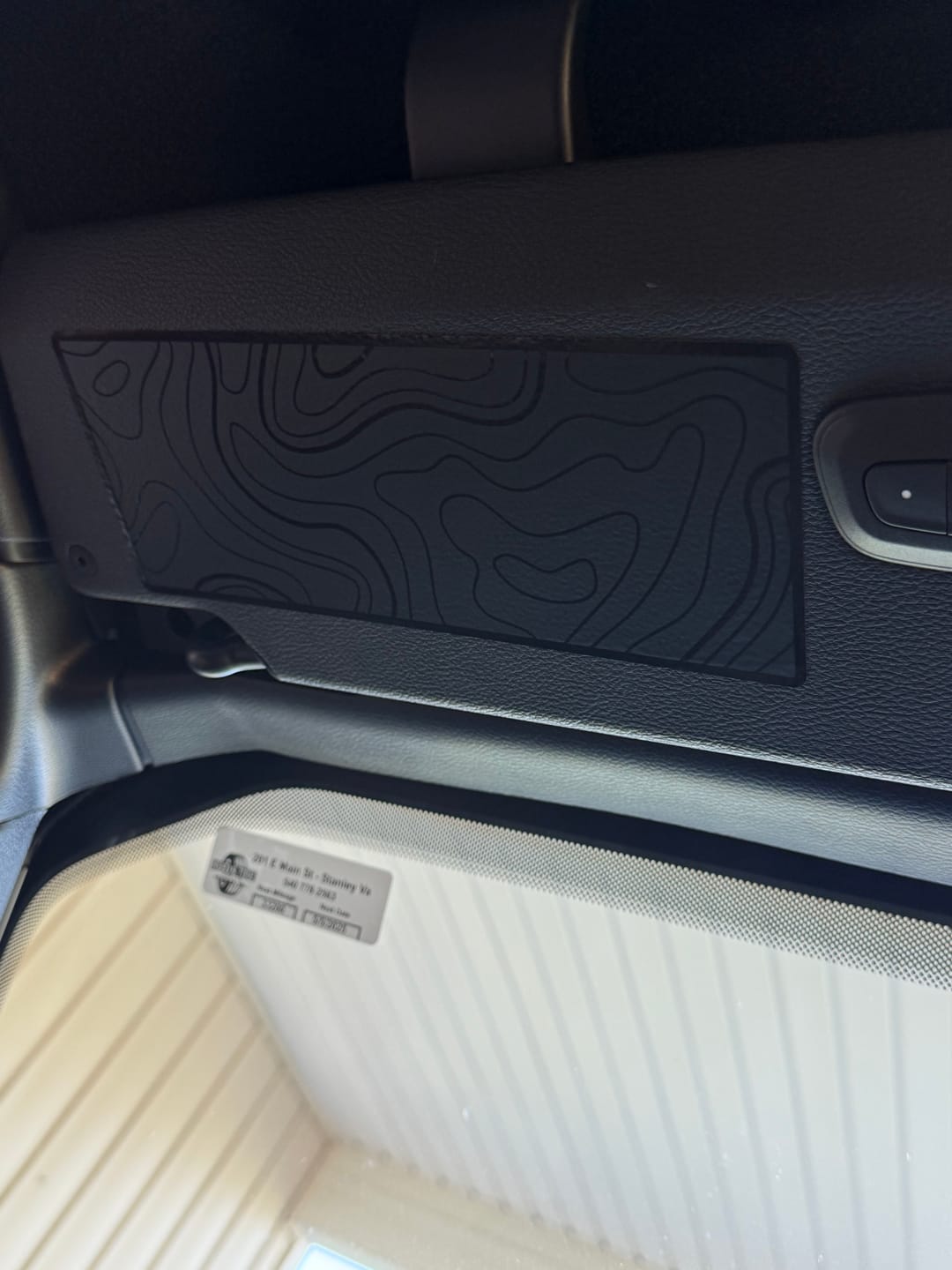 Customer photo review of Sun Visor Decal Set – Covers OEM Warning Labels | Driver + Passenger Pair