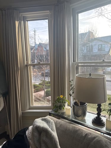 Customer photo review of Textured Linen Blend Drapes | Classic Stripe with All-Season Thermal Insulation for Sun-Facing Dining Rooms & Living Room (Colette)