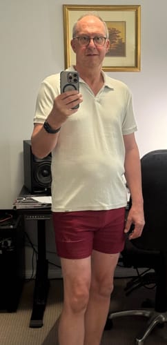 Customer photo review of Ultra-Stretch 5" Chino Shorts - Burgundy
