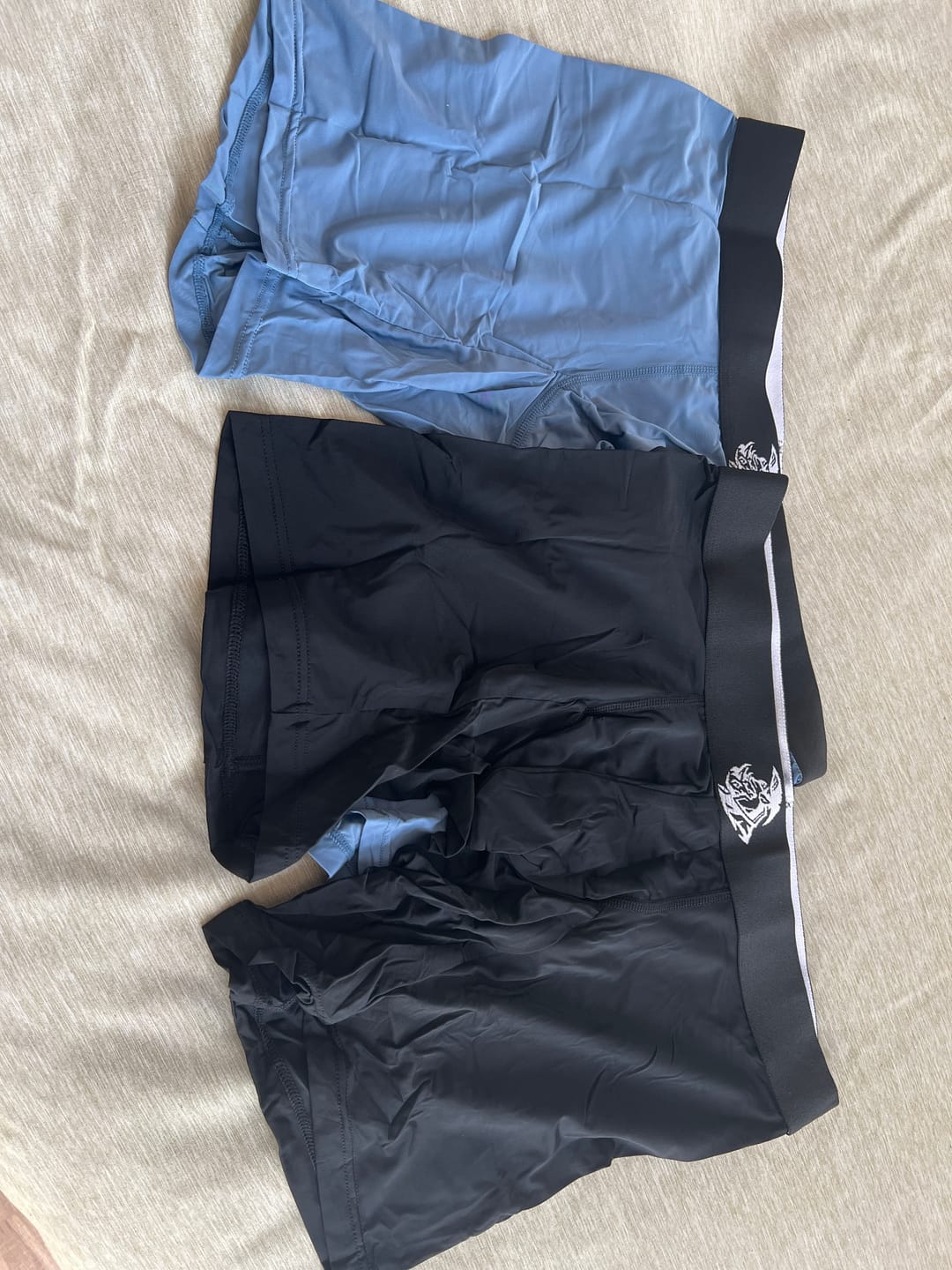 Customer photo review of Nylon 7in Boxer Briefs No Fly 6pk Black/Blue/Gray