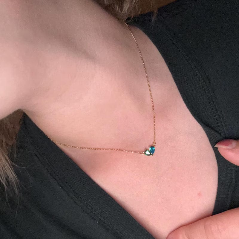Customer photo review of Custom Heart Birthstone Necklace - Sterling Silver