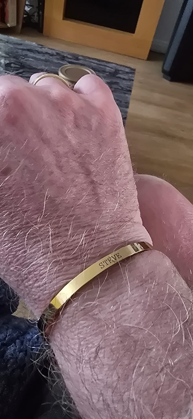 Customer photo review of Gold Personalised Cuff Bracelet