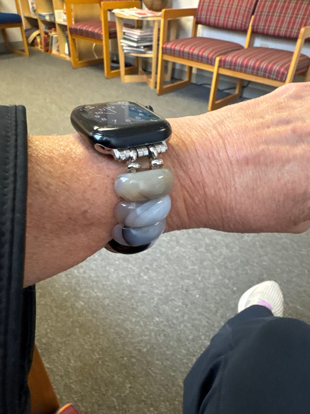 Customer photo review of Ivory Dune Agate Stretch Apple Watch Strap