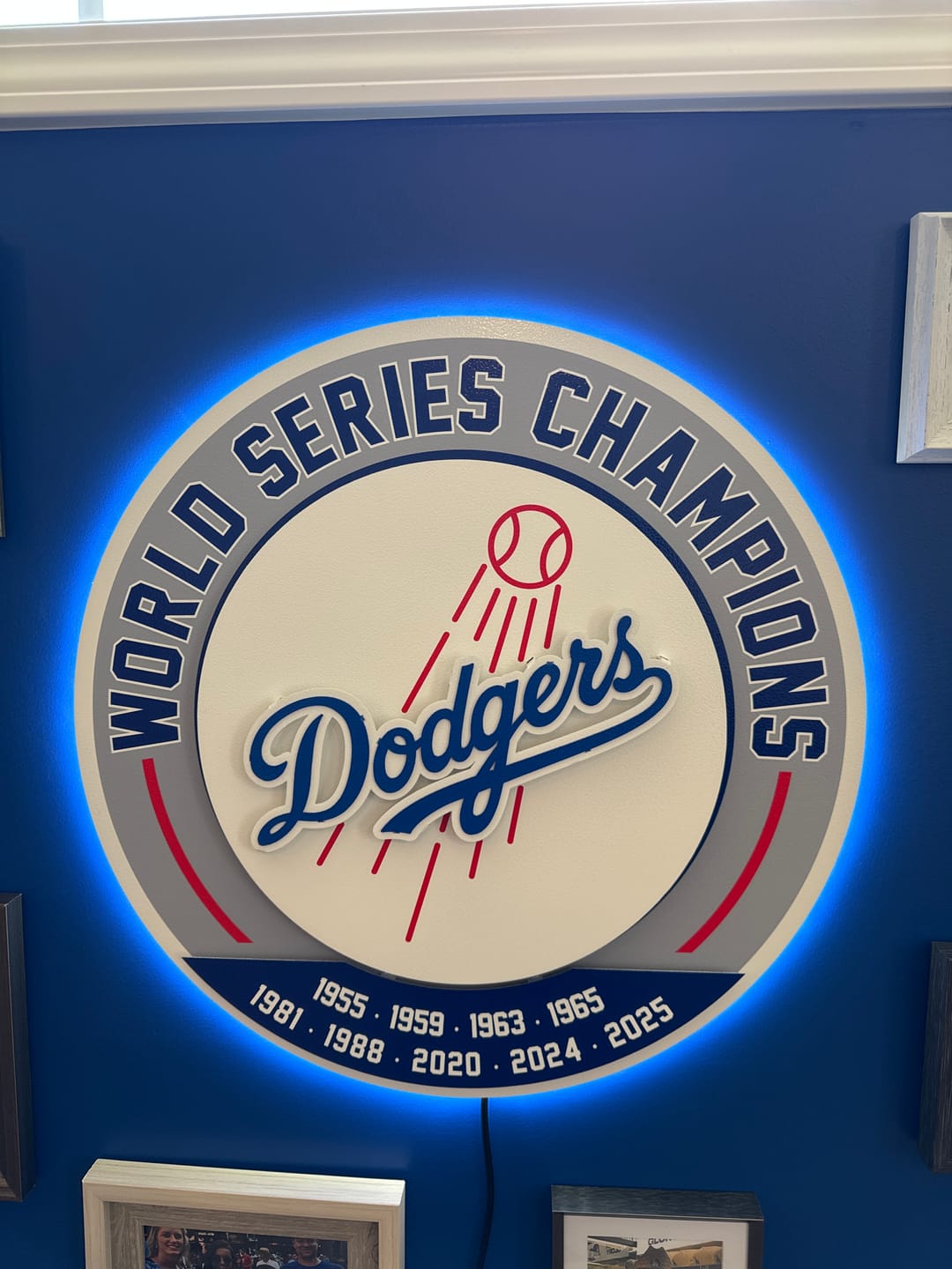 Customer photo review of Los Angeles Dodgers DYNASTY - World Series Wins / Replaceable Icon Plate 3D Vintage Metal Wall Art