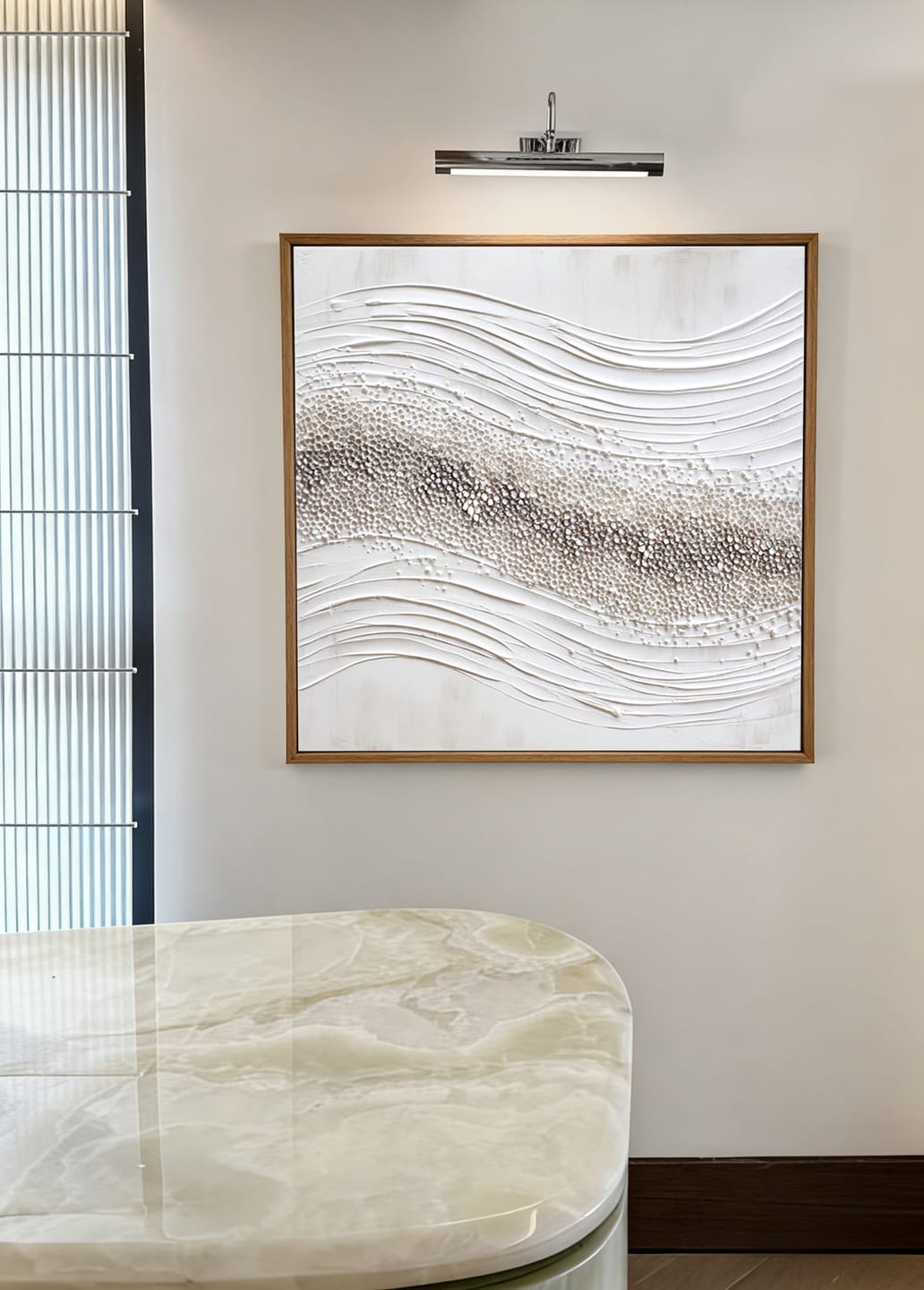 Customer photo review of Gentle Current – Handcrafted Textured Abstract Wall Art