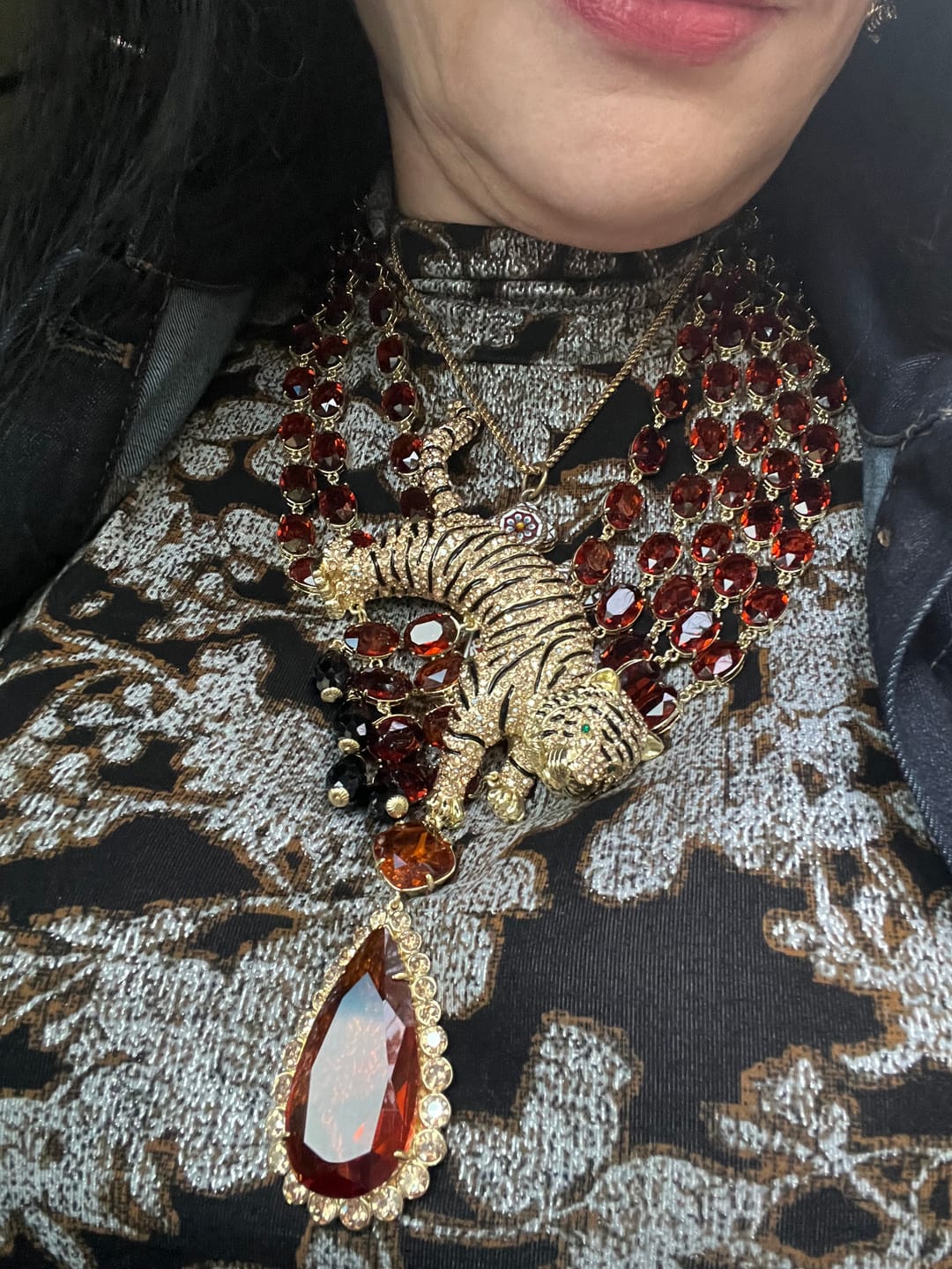 Customer photo review of HEIDI DAUS® "Sultry Stripes" Tiger Statement Necklace