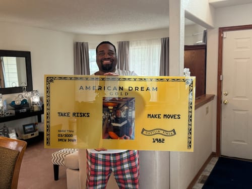 Customer photo review of Custom Logo Card - Take Risks Make Moves