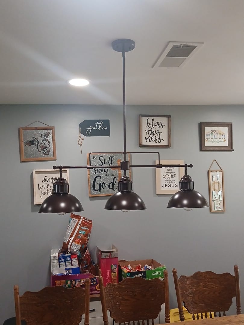 Customer photo review of Modern Farmhouse 3-light Island Pot Lid Dome Pendant