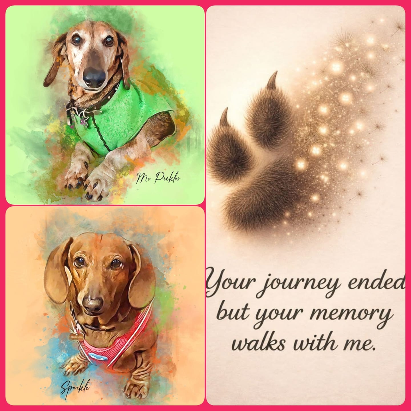 Customer photo review of Watercolor Pet Portrait Wall Art
