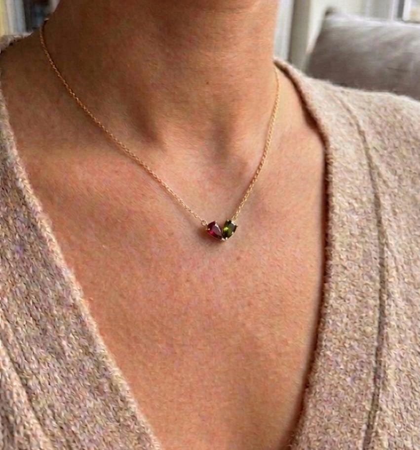 Customer photo review of Custom Heart Birthstone Necklace - Sterling Silver