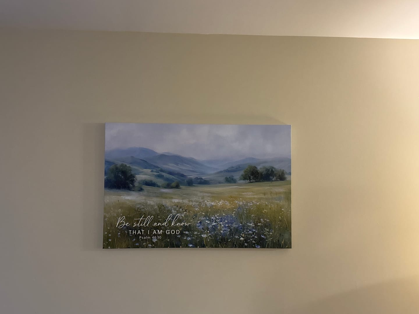 Customer photo review of Be Still And Know That I Am God Psalm 46:10 Wall Art Canvas Print