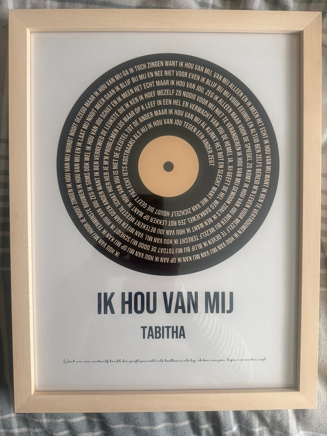 Customer photo review of Songtekst Poster met Eigen Tekst