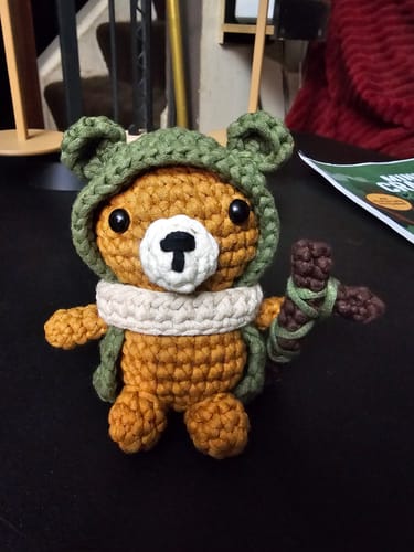 Customer photo review of Grun The Druid Bear Crochet Kit