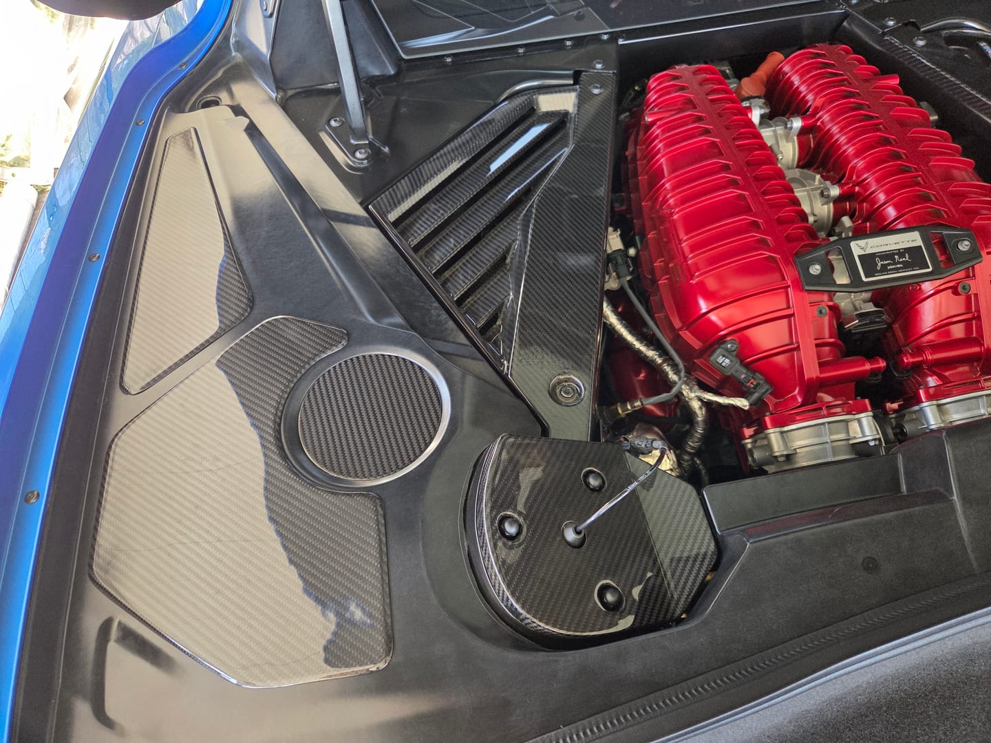 Customer photo review of Corvette C8 Engine Bay DRY CARBON FIBER Panel Accent Covers