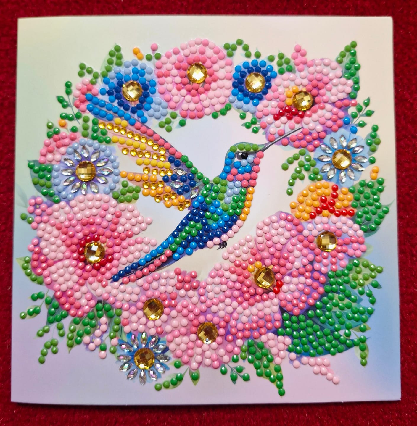 Customer photo review of Hummingbird Crystal Art Card Kit 15cmx15cm