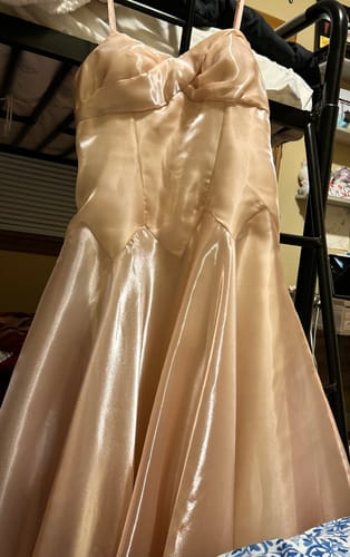 Customer photo review of Camilie Ethereal Shimmering Pink Evening Dress