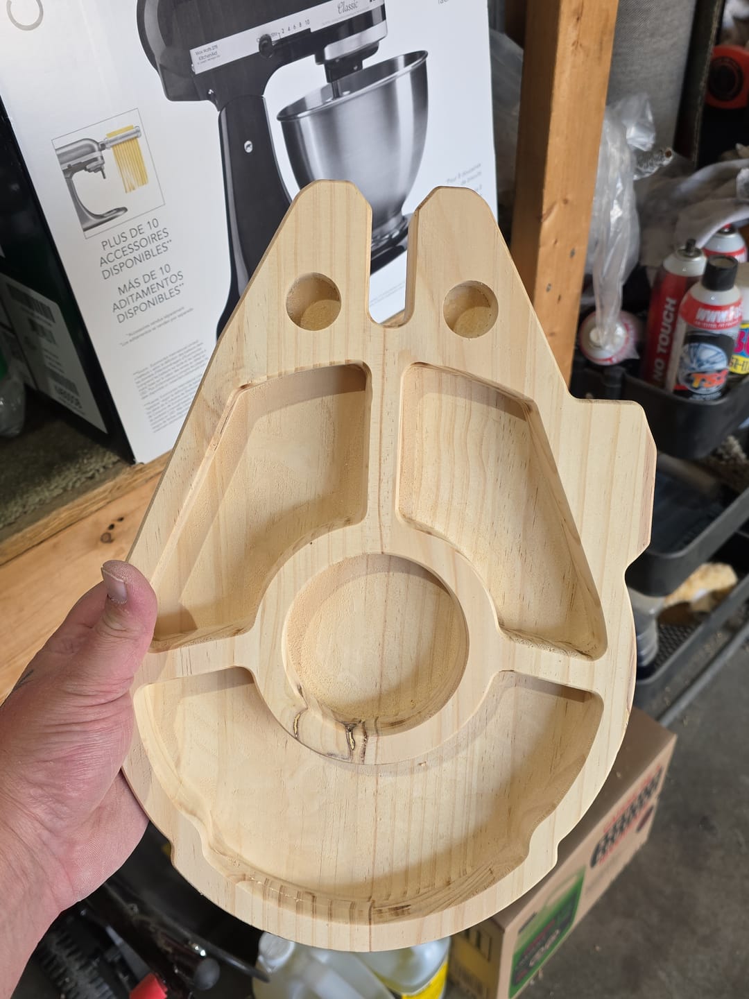 Customer photo review of 14.0x9.8" Falcon Spaceship Tray 22 Acrylic Router Template