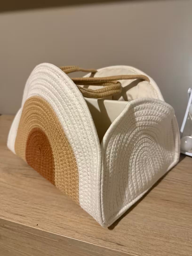 Customer photo review of Rainbow Woven Diaper Caddy