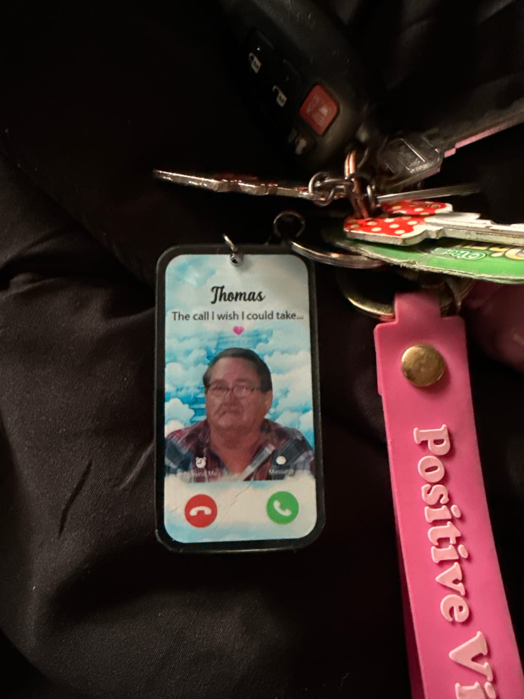 Customer photo review of The Call I Wish I Could Take Memorial Sympathy Gift Remembrance Keepsake Photo Personalized Acrylic Keychain