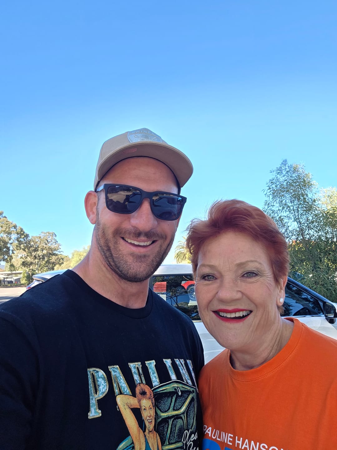 Customer photo review of Please Explain Pauline Hanson Tee Black