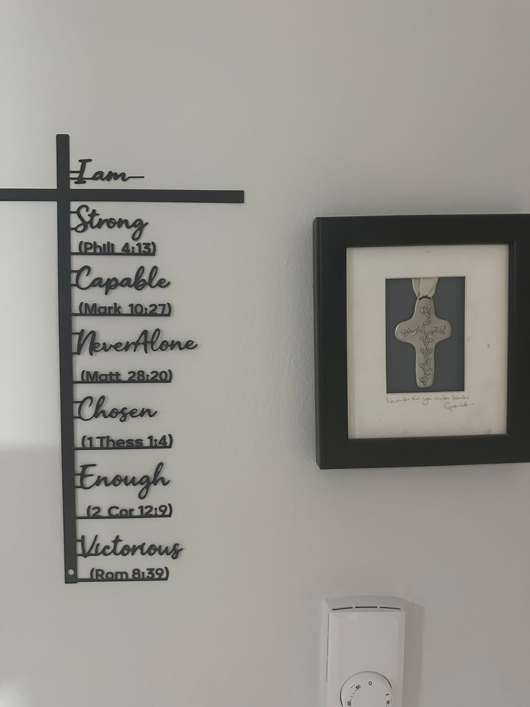 Customer photo review of Christianartworkshop Biblical Verse Cross Metal Wall Decor: Daily Faith Reminder