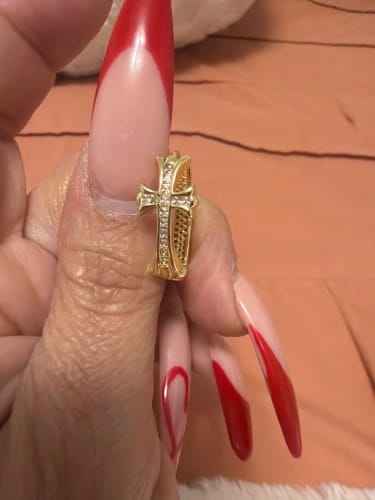 Customer photo review of Cross Charm Hoops