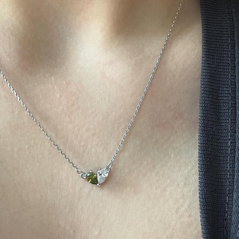 Customer photo review of Custom Heart Birthstone Necklace - Sterling Silver