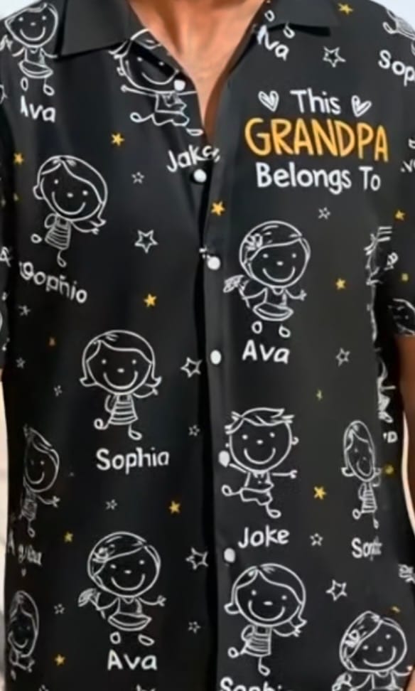 Customer photo review of Personalized Hawaiian Shirt- This Grandpa Belongs To Doodle