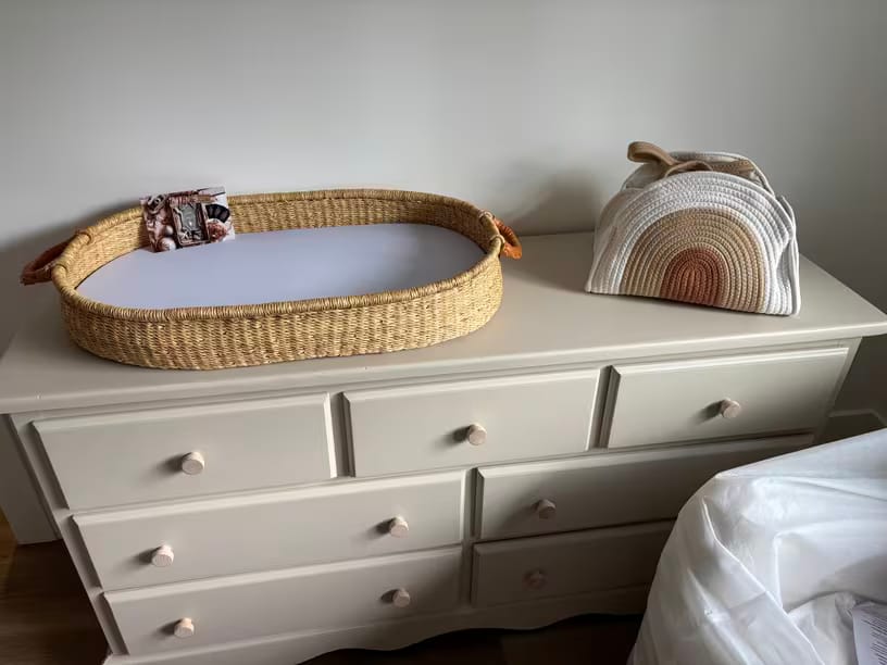 Customer photo review of Rainbow Woven Diaper Caddy