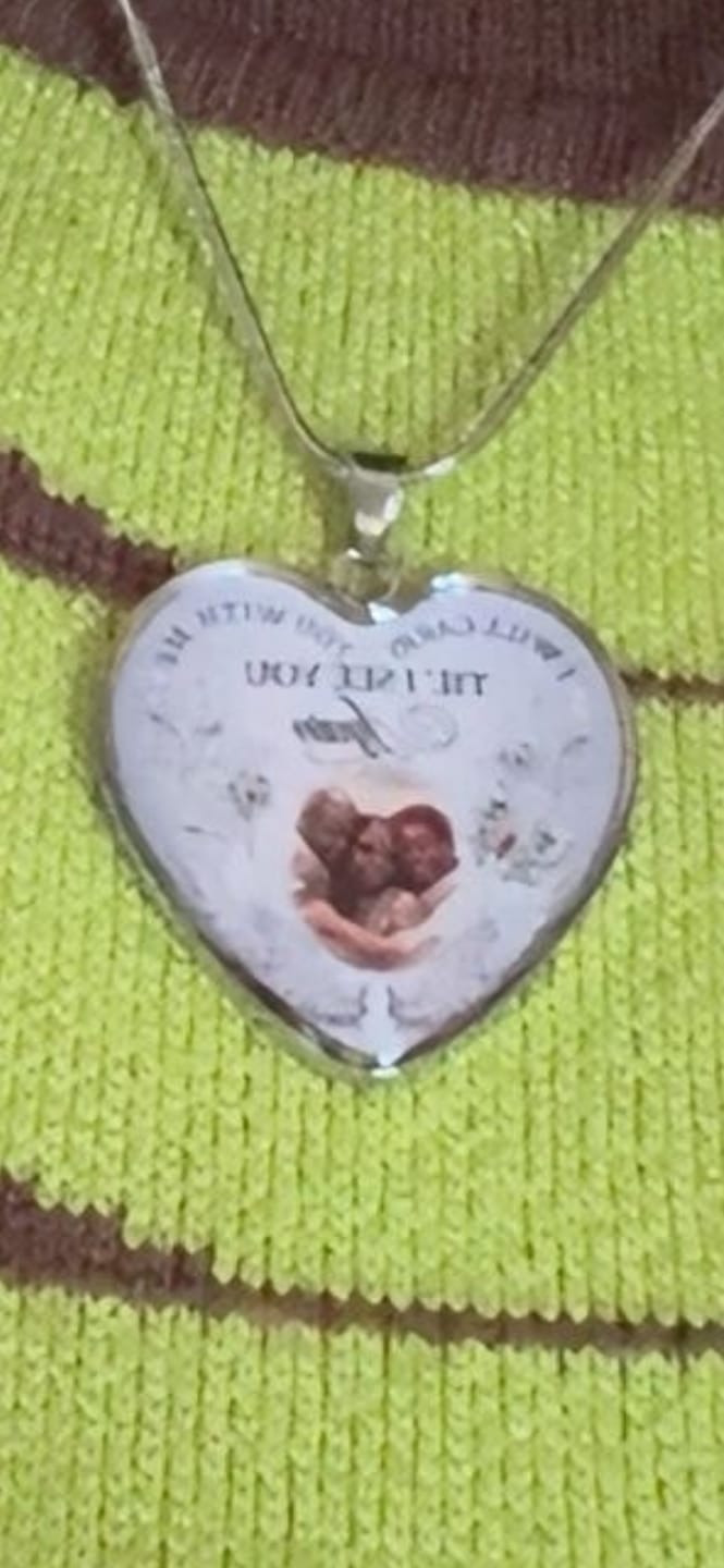 Customer photo review of Custom Photo Memorial Necklace/Keychain "I Will Carry You With Me” - N001