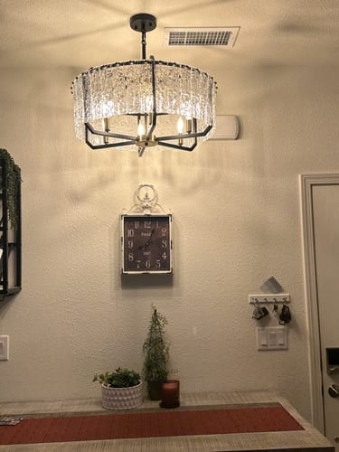 Customer photo review of Black Brass 6-Light Rippled Glass Drum Cage Chandelier